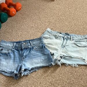 Denim Distressed Women Shorts - Blue and Light Blue size 7/8 kan can